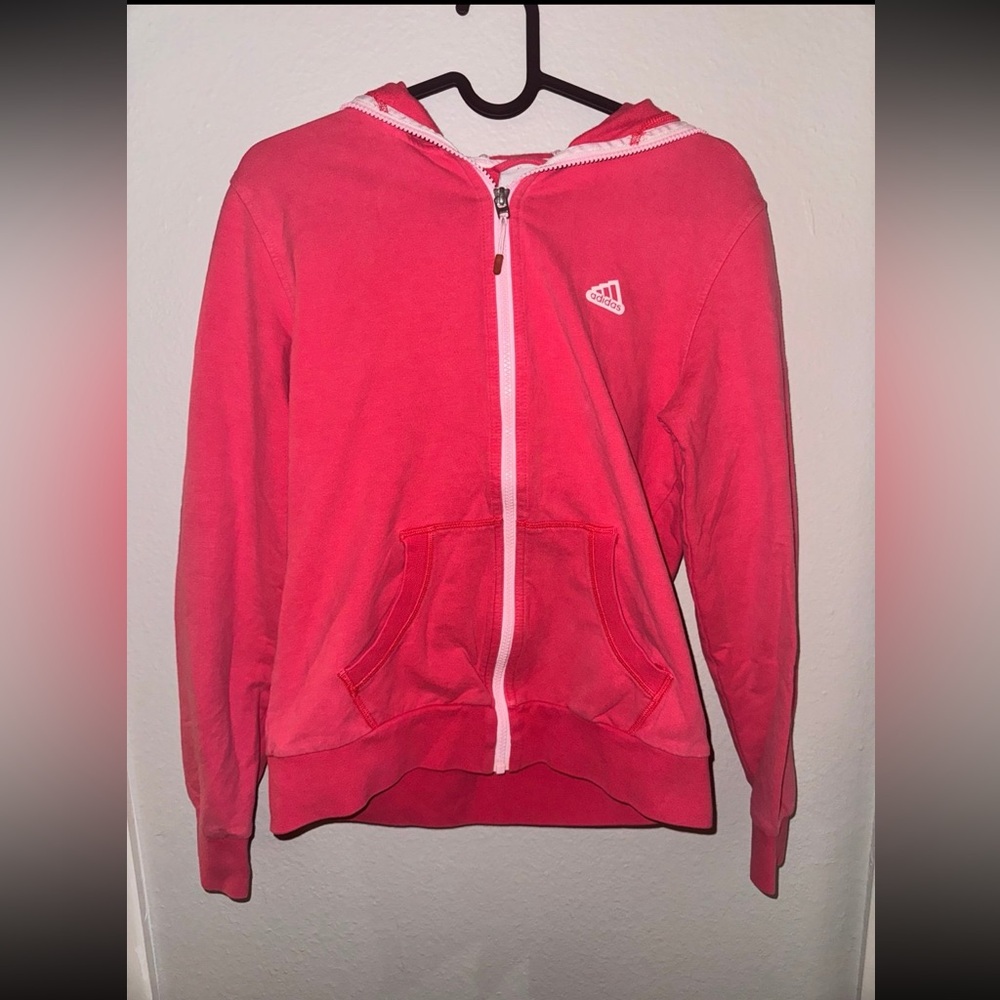 Adidas Pink Zip-Up Hoodie Jacket